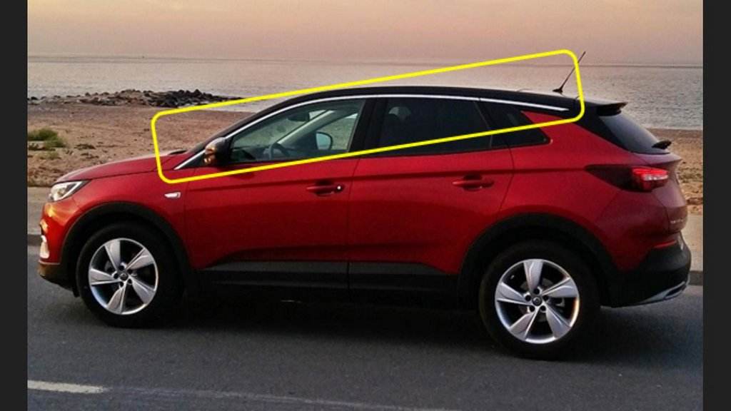 The upper mouldings of the Windows (8 pieces, stainless steel) for Opel Grandland X - Reelken Auto