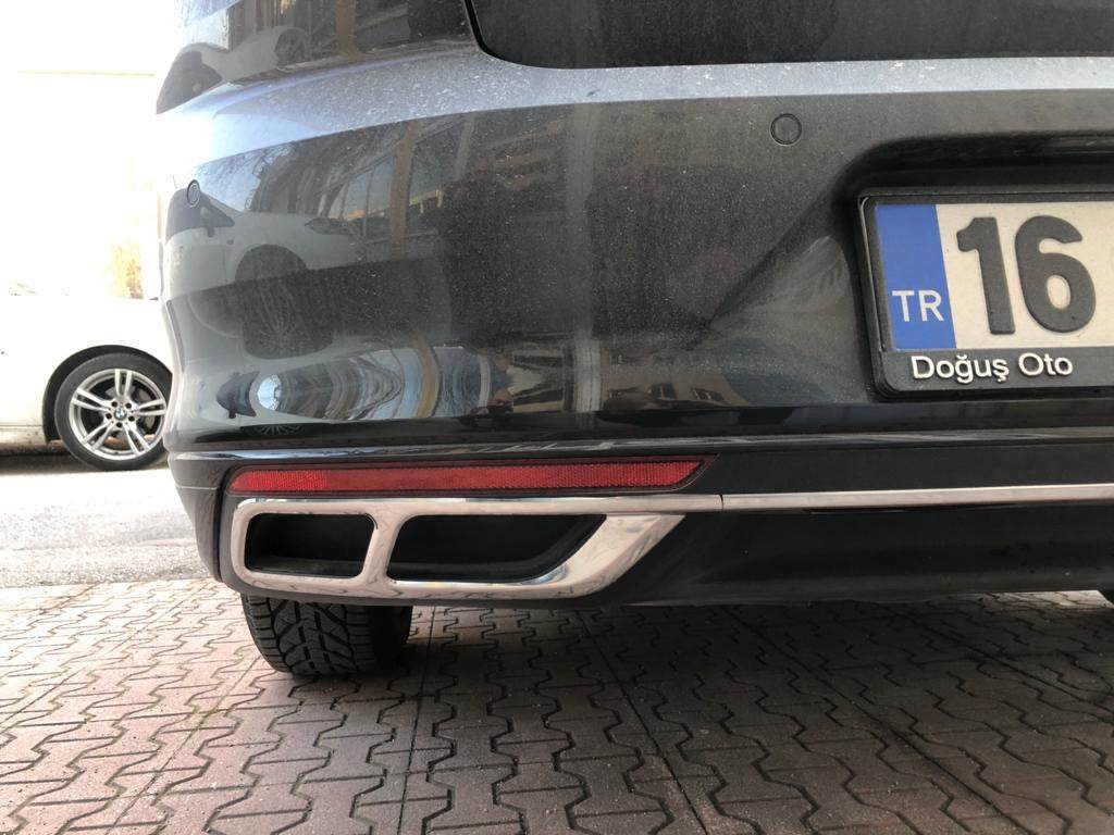 Covers for the silencer Carmos SD/SW (2019+, 3 pcs., stainless steel) for Volkswagen Passat B8 2015-2023 - Reelken Auto