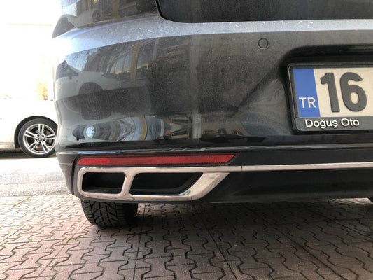 Covers for the silencer Carmos SD/SW (2019+, 3 pcs., stainless steel) for Volkswagen Passat B8 2015-2023 - Reelken Auto