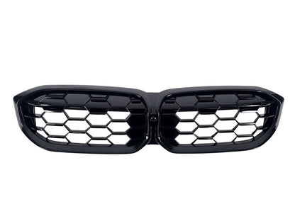 Diamond Black Kidney Grilles (2022+, black surround) for BMW 3 Series G20/G21 2018- - image 2