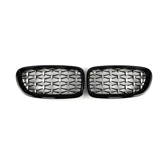 Diamond Silver Grille Inserts (black trim) for BMW 5 Series F10/F11 2010–2016 - image 2