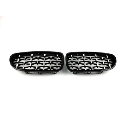 Diamond Silver Grille Inserts (black trim) for BMW 5 Series F10/F11 2010–2016 - image 4