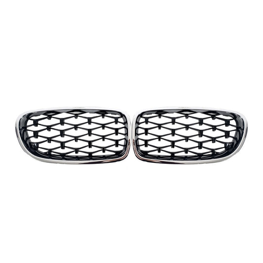 Diamond Black Kidney Grilles with Chrome Trim for BMW 5 Series F10/F11 2010–2016 - image 2