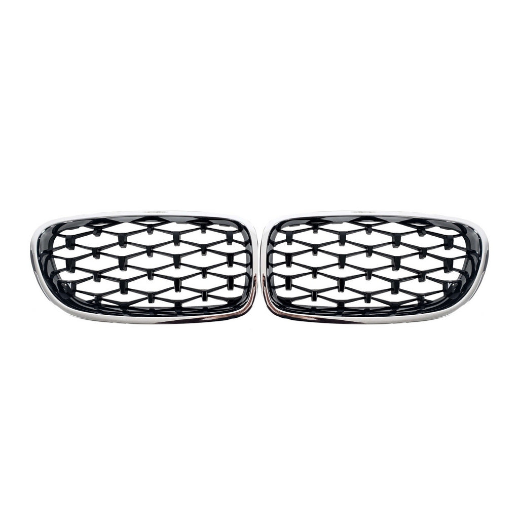 Diamond Black Kidney Grilles with Chrome Trim for BMW 5 Series F10/F11 2010–2016 - image 2