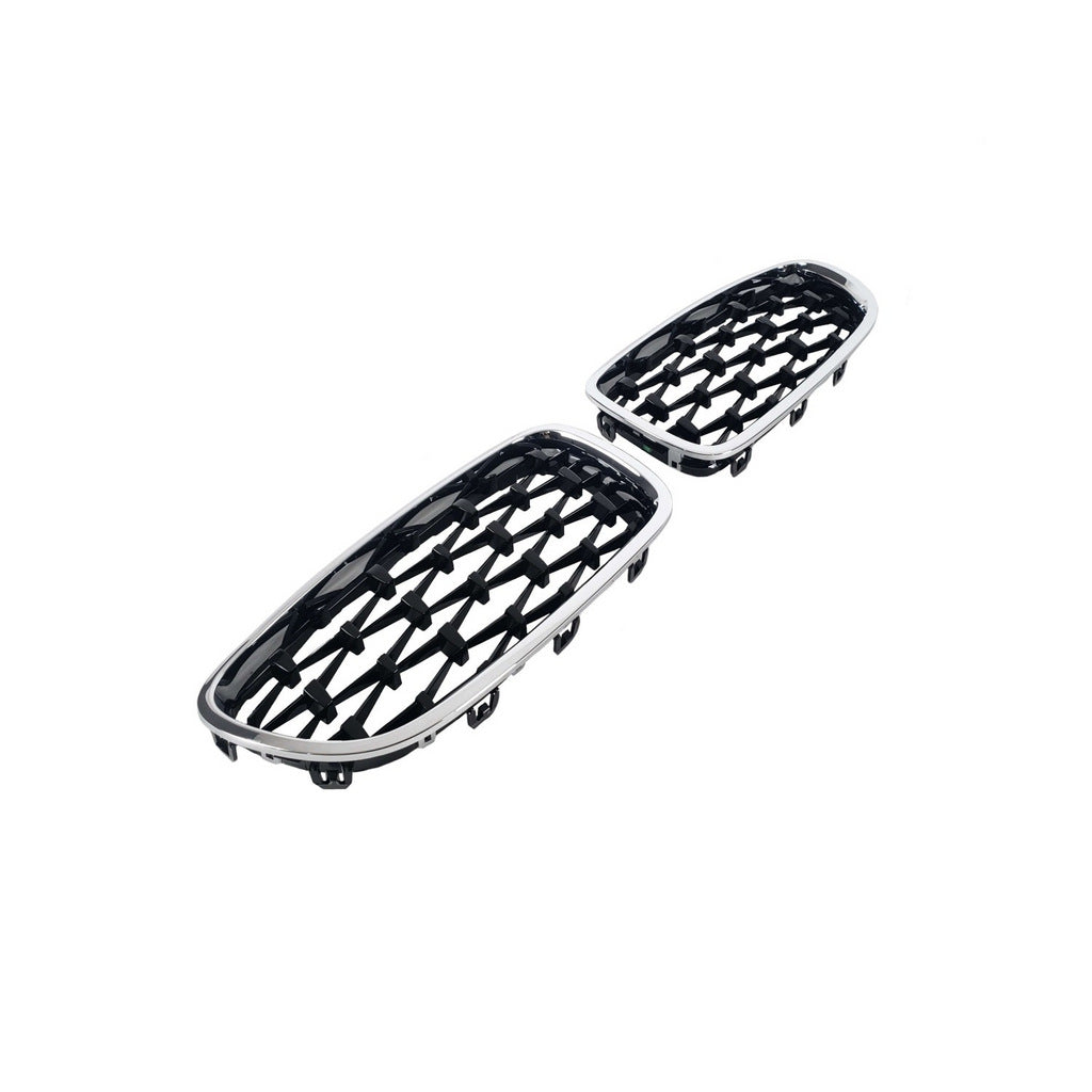 Diamond Black Kidney Grilles with Chrome Trim for BMW 5 Series F10/F11 2010–2016 - image 3