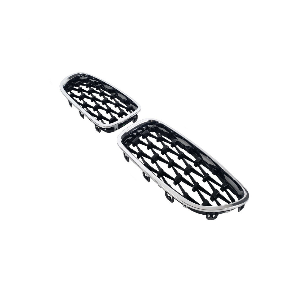Diamond Black Kidney Grilles with Chrome Trim for BMW 5 Series F10/F11 2010–2016 - image 4