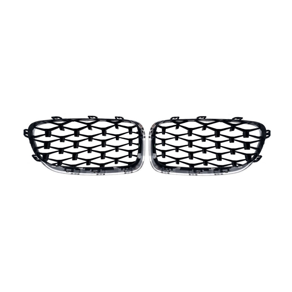 Diamond Black Kidney Grilles with Chrome Trim for BMW 5 Series F10/F11 2010–2016 - image 5