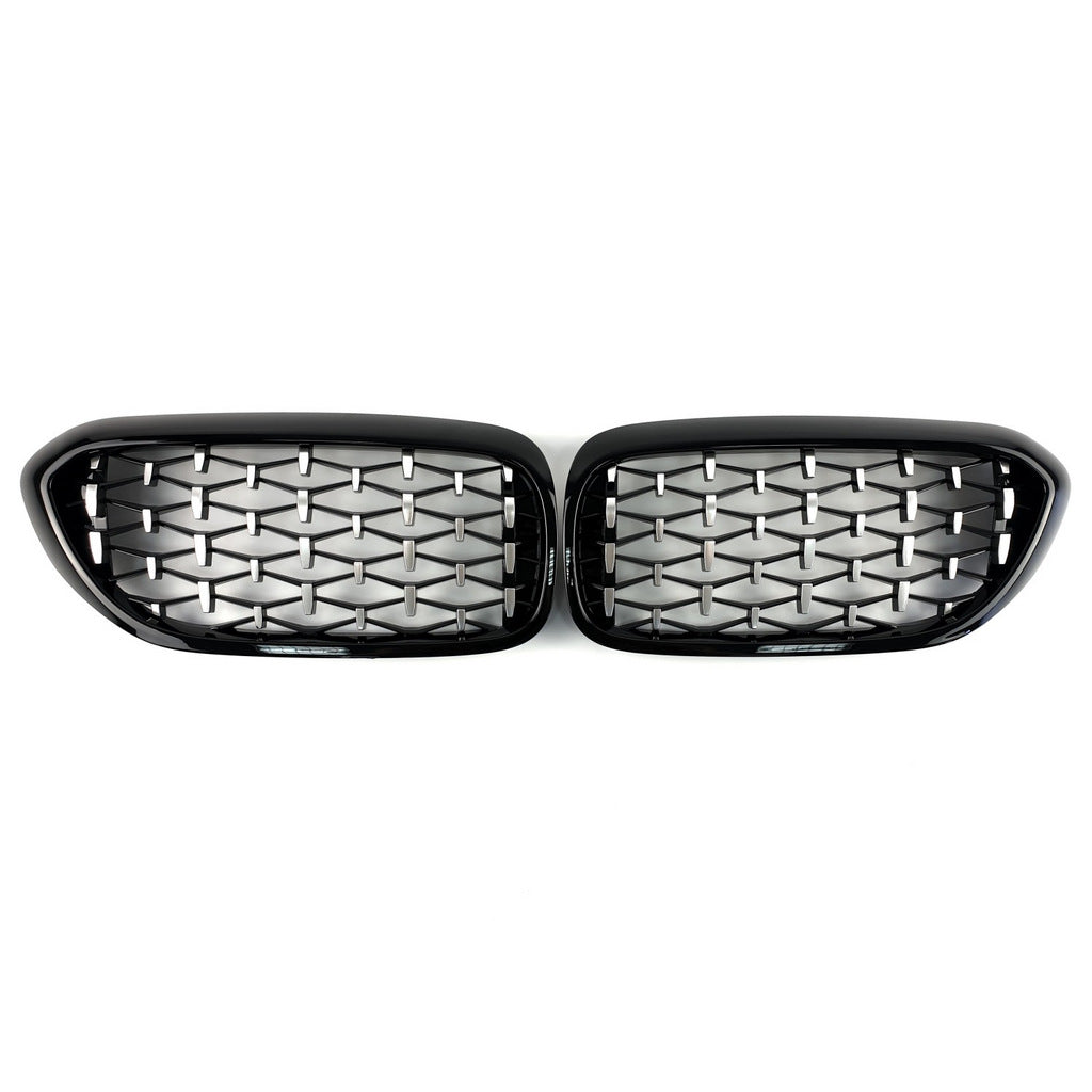 Diamond Silver V1 Grille Inserts (2017-2020, black trim) for BMW 5 Series G30/G31 2017-2023 - image 2