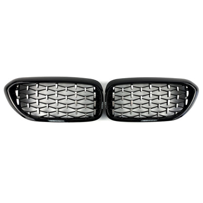 Diamond Silver V1 Grille Inserts (2017-2020, black trim) for BMW 5 Series G30/G31 2017-2023 - image 2
