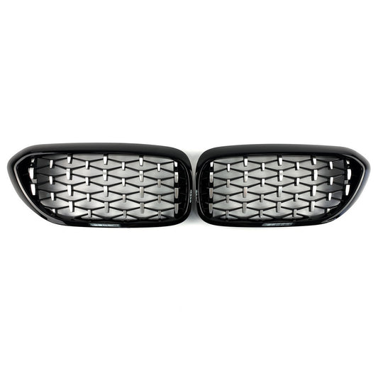 Diamond Silver V1 Grille Inserts (2017-2020, black trim) for BMW 5 Series G30/G31 2017-2023 - image 2