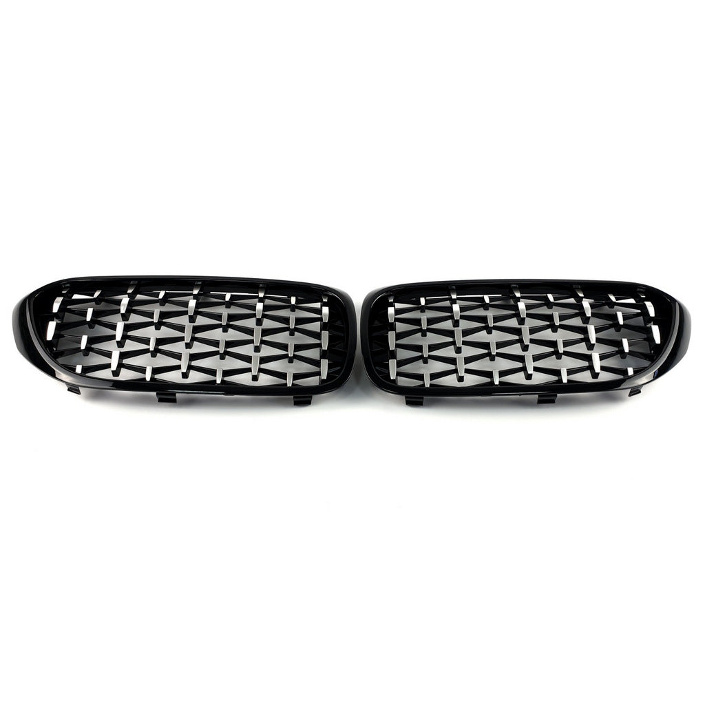 Diamond Silver V1 Grille Inserts (2017-2020, black trim) for BMW 5 Series G30/G31 2017-2023 - image 4