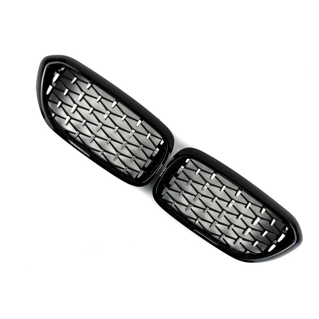Diamond Silver V1 Grille Inserts (2017-2020, black trim) for BMW 5 Series G30/G31 2017-2023 - image 3