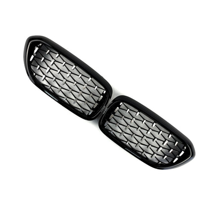 Diamond Silver V1 Grille Inserts (2017-2020, black trim) for BMW 5 Series G30/G31 2017-2023 - image 3