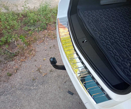 Rear Bumper Protector V-1 Carmos (SW, Stainless Steel) for Opel Astra J 2009-2015 - image 2