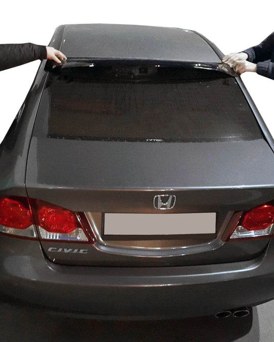 The spoiler on the glass (black, ABS) for Honda Civic Sedan VIII 2006-2011 - Reelken Auto