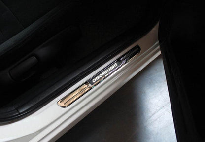Door sills with illumination (2 pieces, stainless steel) for Ford Courier 2014-2023 - Reelken Auto