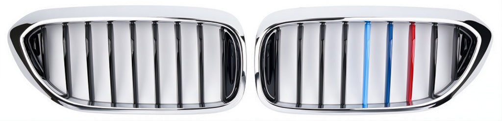 Kidney Grilles 1 Bar (2017-2020, M-Color with Chrome Trim) for BMW 5 Series G30/G31 2017-2023 - image 2