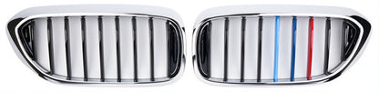 Kidney Grilles 1 Bar (2017-2020, M-Color with Chrome Trim) for BMW 5 Series G30/G31 2017-2023 - image 2