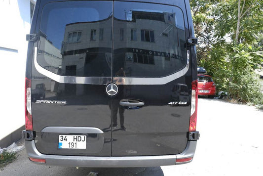 Rear glass edge V-2 Carmos (2 pcs, stainless steel) for Mercedes Sprinter W907/W910 2018↗ - Reelken Auto