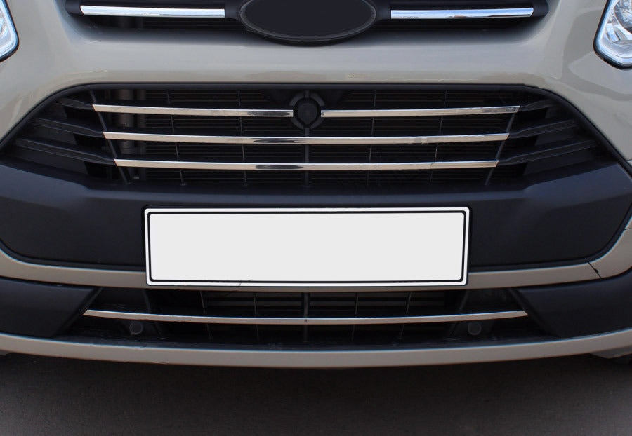 Covers on the radiator grill 2013-2018 (5 pcs., stainless steel) for Ford Custom 2013-2022 - image 1