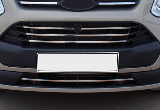 Covers on the radiator grill 2013-2018 (5 pcs., stainless steel) for Ford Custom 2013-2022 - image 1