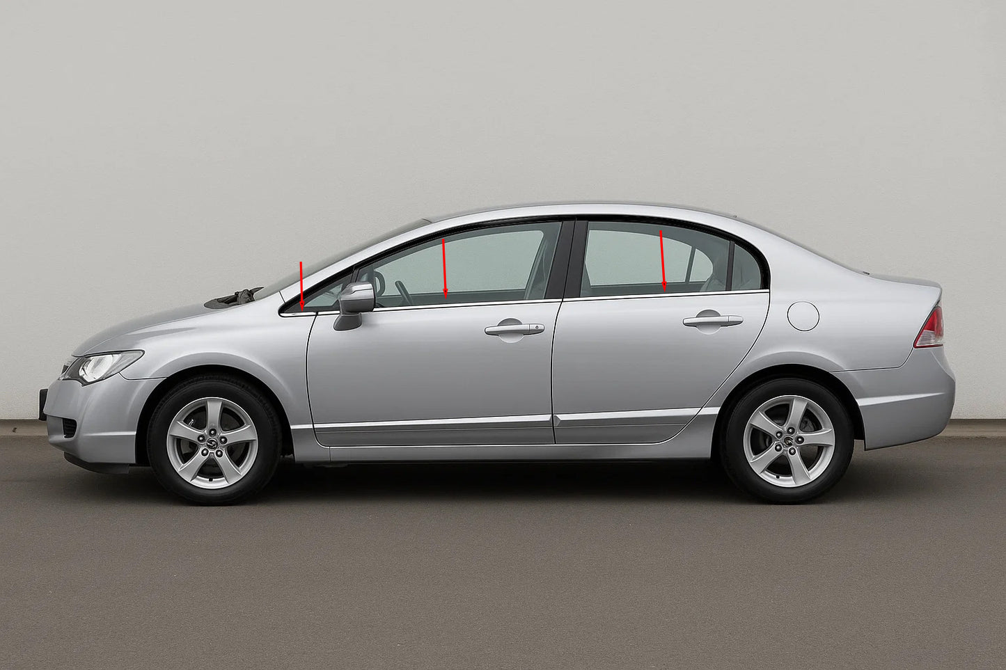 Window Lower Trim Stainless Steel (6 pcs) for Honda Civic Sedan VIII 2006-2011 - image 1