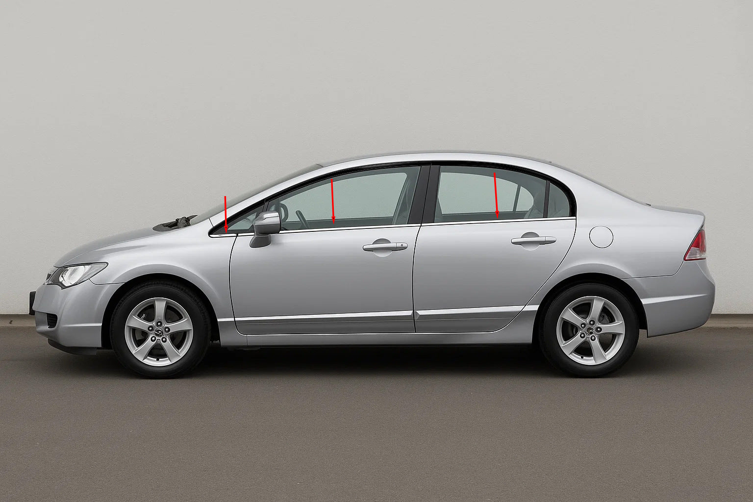 Window Lower Trim Stainless Steel (6 pcs) for Honda Civic Sedan VIII 2006-2011 - image 1