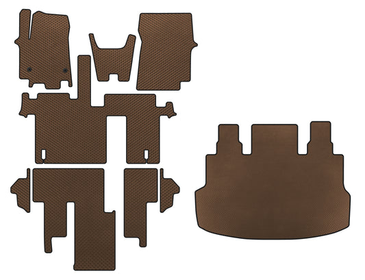 EVA Floor Mats (full interior, 1+1, 5/9-seater, Brown) for Hyundai Staria 2021- - image 1