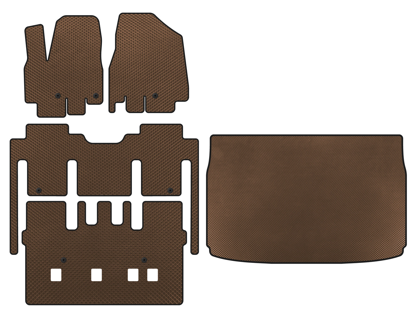 EVA Floor Mats (full interior, 8-seater, Brown) for Kia Sedona 2014-2020 - image 1