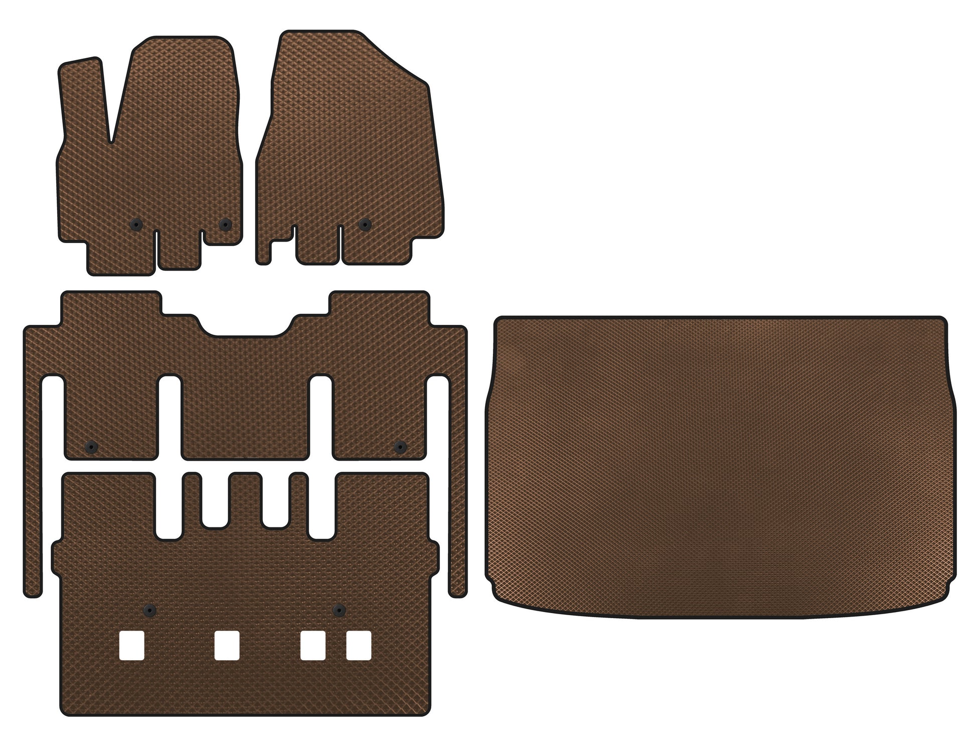 EVA Floor Mats (full interior, 8-seater, Brown) for Kia Sedona 2014-2020 - image 1