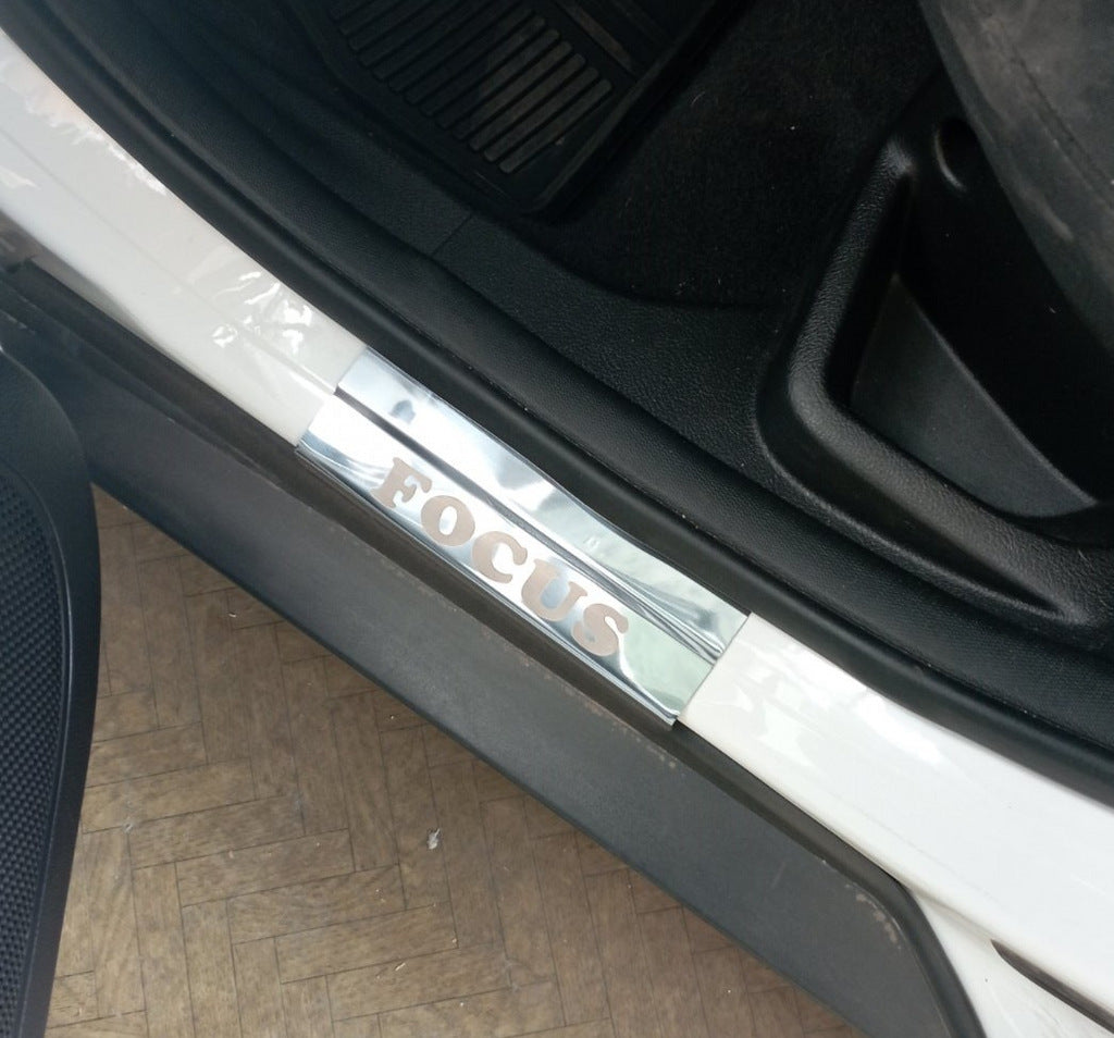 Stainless Steel Door Sill Protectors Carmos V1 (4 pcs) for Ford Focus III 2011-2017 - image 3