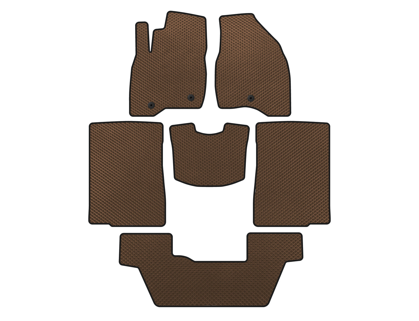 EVA Floor Mats (2015-2017, 3 Rows, 7-Seater, Brown) for Ford Explorer 2011-2019 - image 1