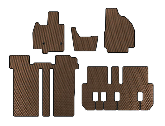 EVA Floor Mats (3 Rows, 6-Seater, Brown) for Toyota Previa 2006-2019 - image 1
