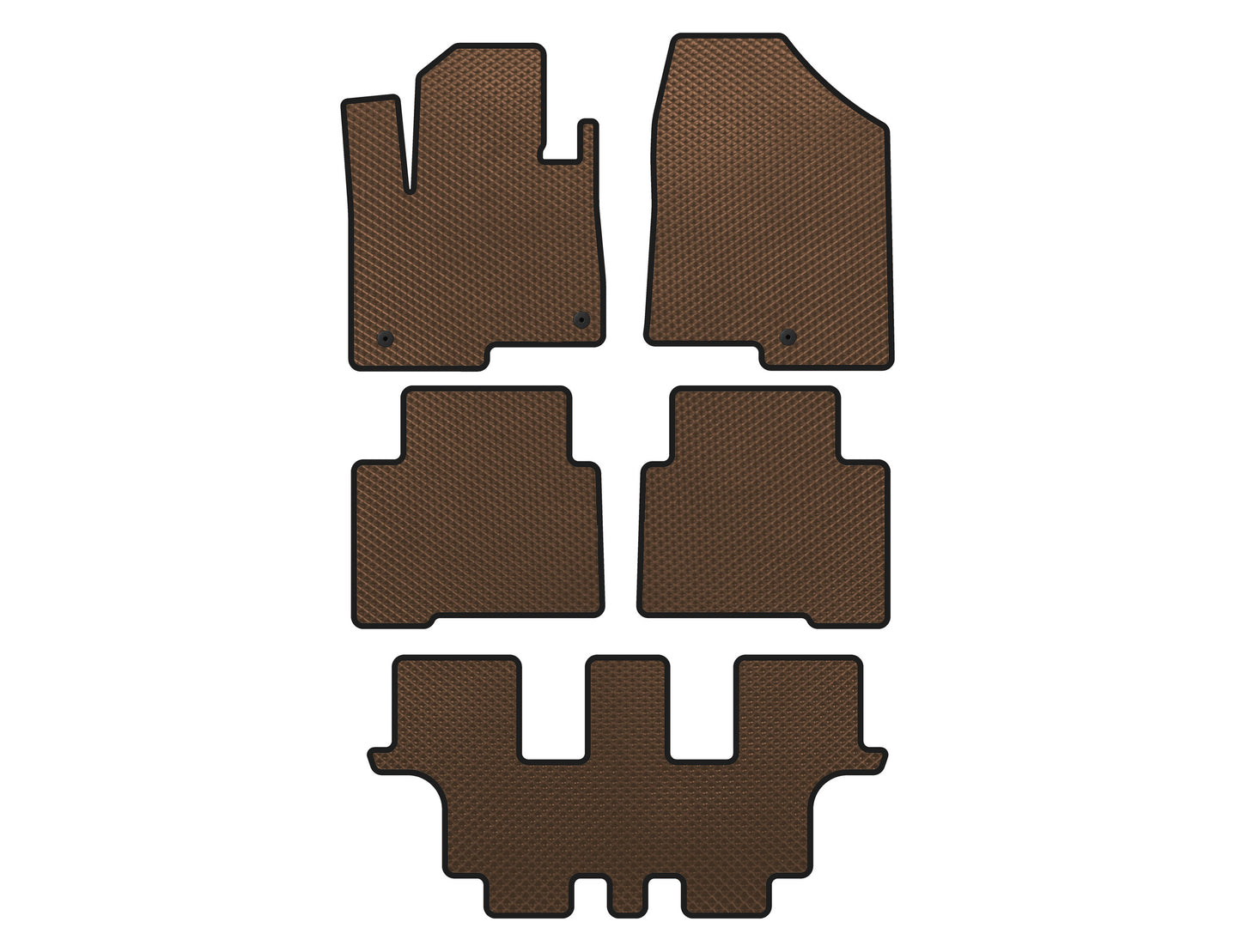 EVA floor mats (3 rows, for Grand, Brown) for Hyundai Santa Fe 4 2018-2023 - image 1