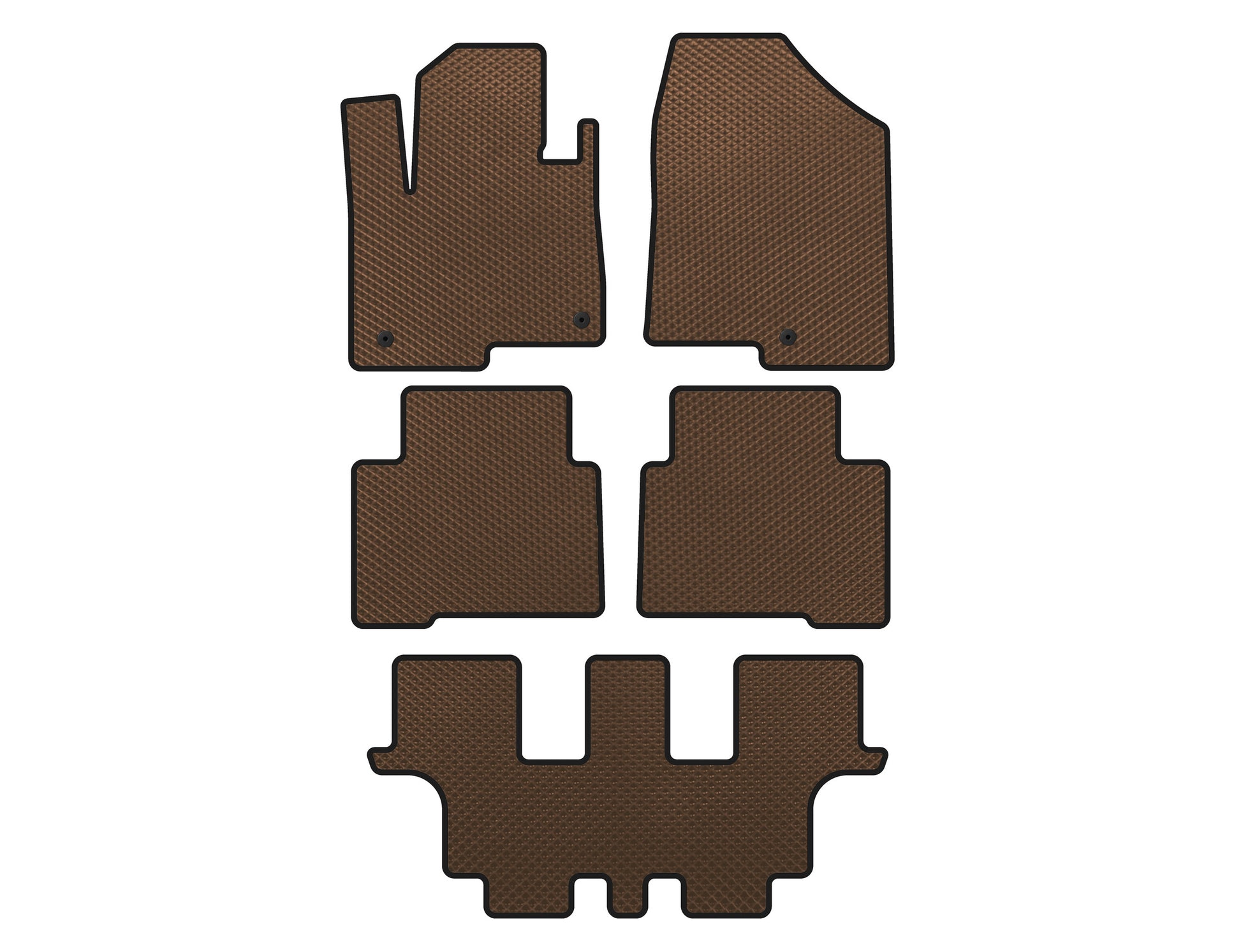 EVA floor mats (3 rows, for Grand, Brown) for Hyundai Santa Fe 4 2018-2023 - image 1