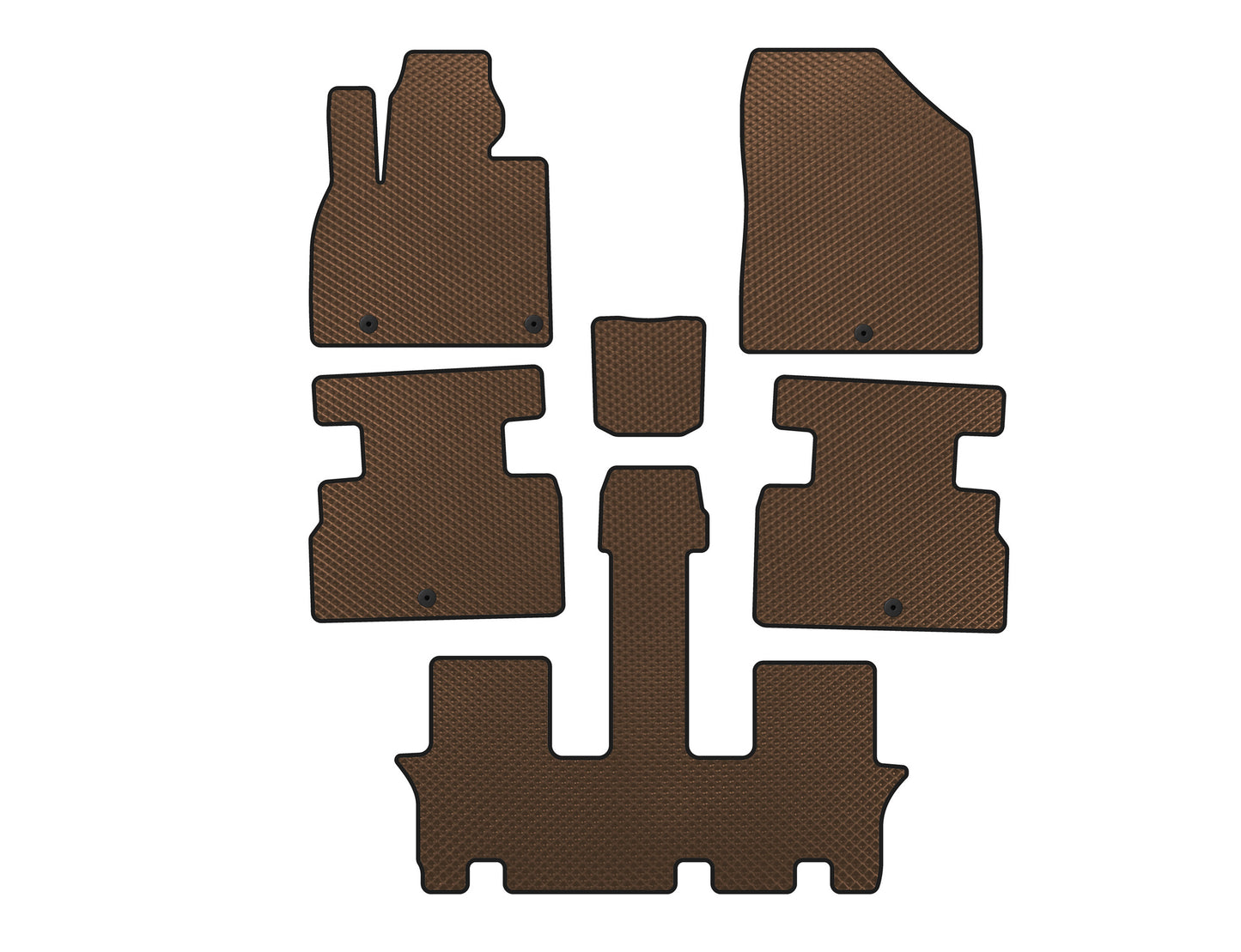 EVA Floor Mats (3 Rows, 7-Seater, Brown) for Kia Stonic 2017- - image 1