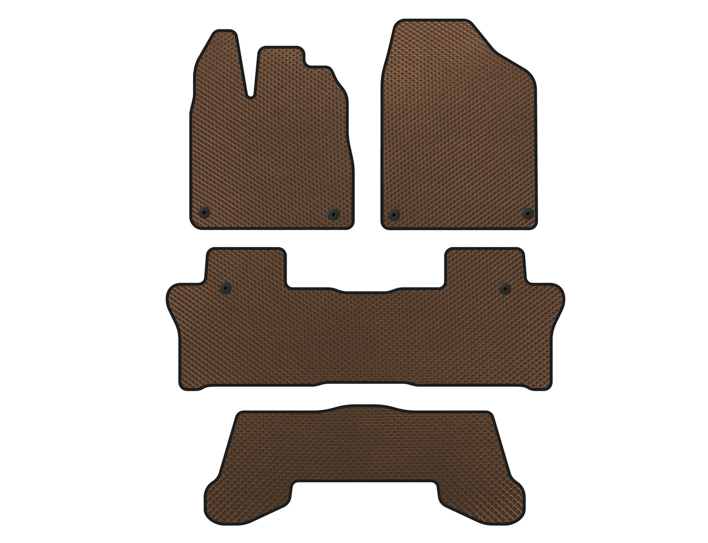 EVA Floor Mats (3 Rows, Brown) for Honda Pilot 2015-2022 - image 1