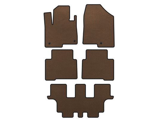 EVA Floor Mats (3 Rows, for Grand, Brown) for Hyundai Santa Fe 4 2018-2023 - image 1