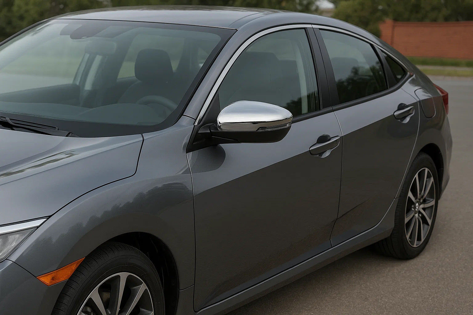 Mirror Covers (2 pcs, Stainless Steel) for Honda Civic Sedan 2021- - image 1