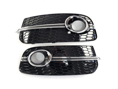 Fog Light Grilles RS-Style (2013-2017, 2 pcs, Black with Chrome) for Audi Q5 2008-2017 - image 1