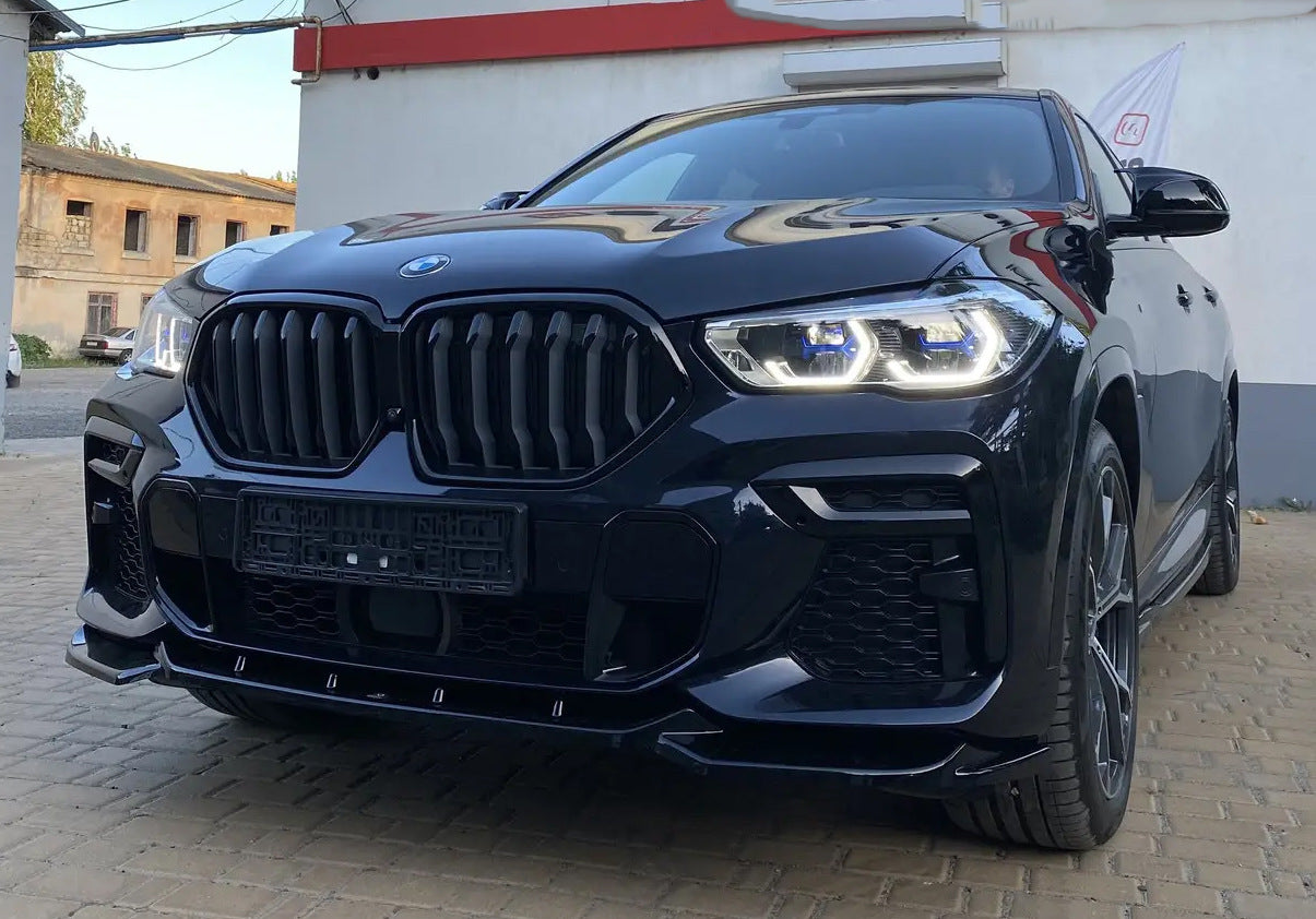 Kidney Grilles 1 Bar (2019-2022, Gloss Black) for BMW X6 G06 2019–2027 - image 8