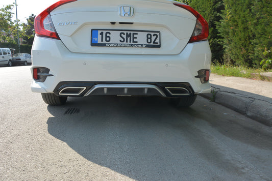 Rear bumper diffuser (Meliset, color-matched) for Honda Civic Sedan X 2016-2021 - image 2