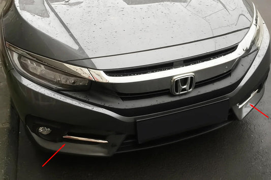 Fog Light Covers Carmos (2 pcs, Stainless Steel) for Honda Civic Sedan X 2016-2021 - image 1