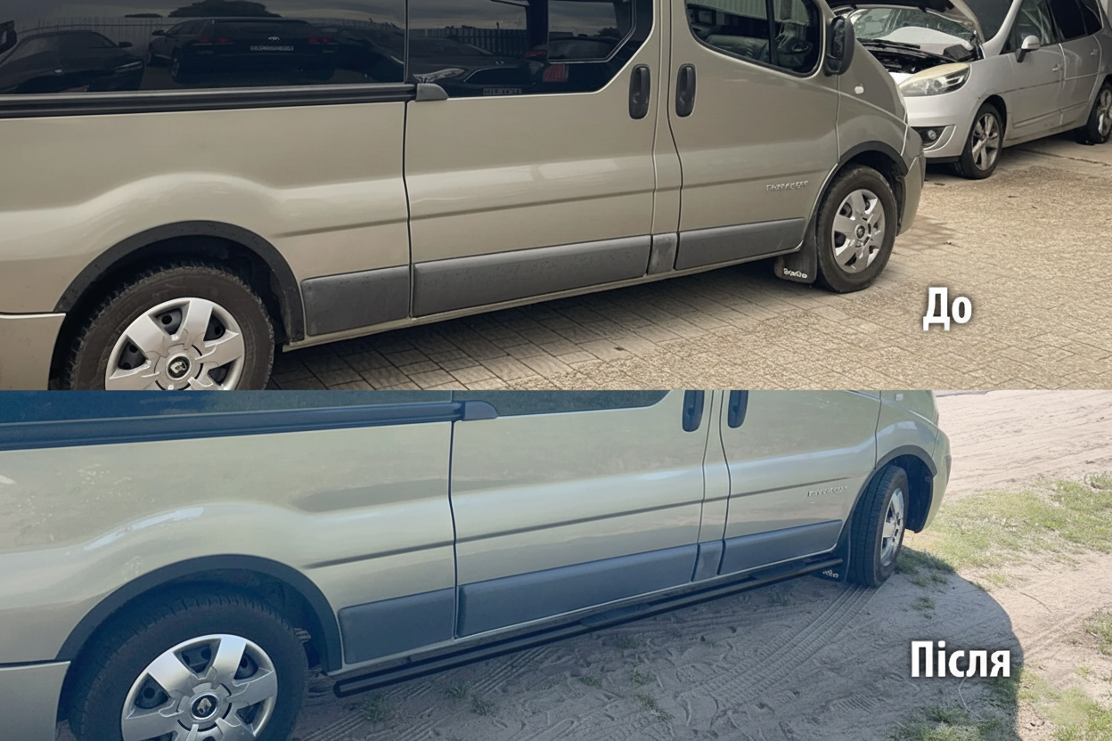 Side Bars BB002 Black (2 pcs, Stainless Steel) for Renault Trafic 2001-2015 - image 1