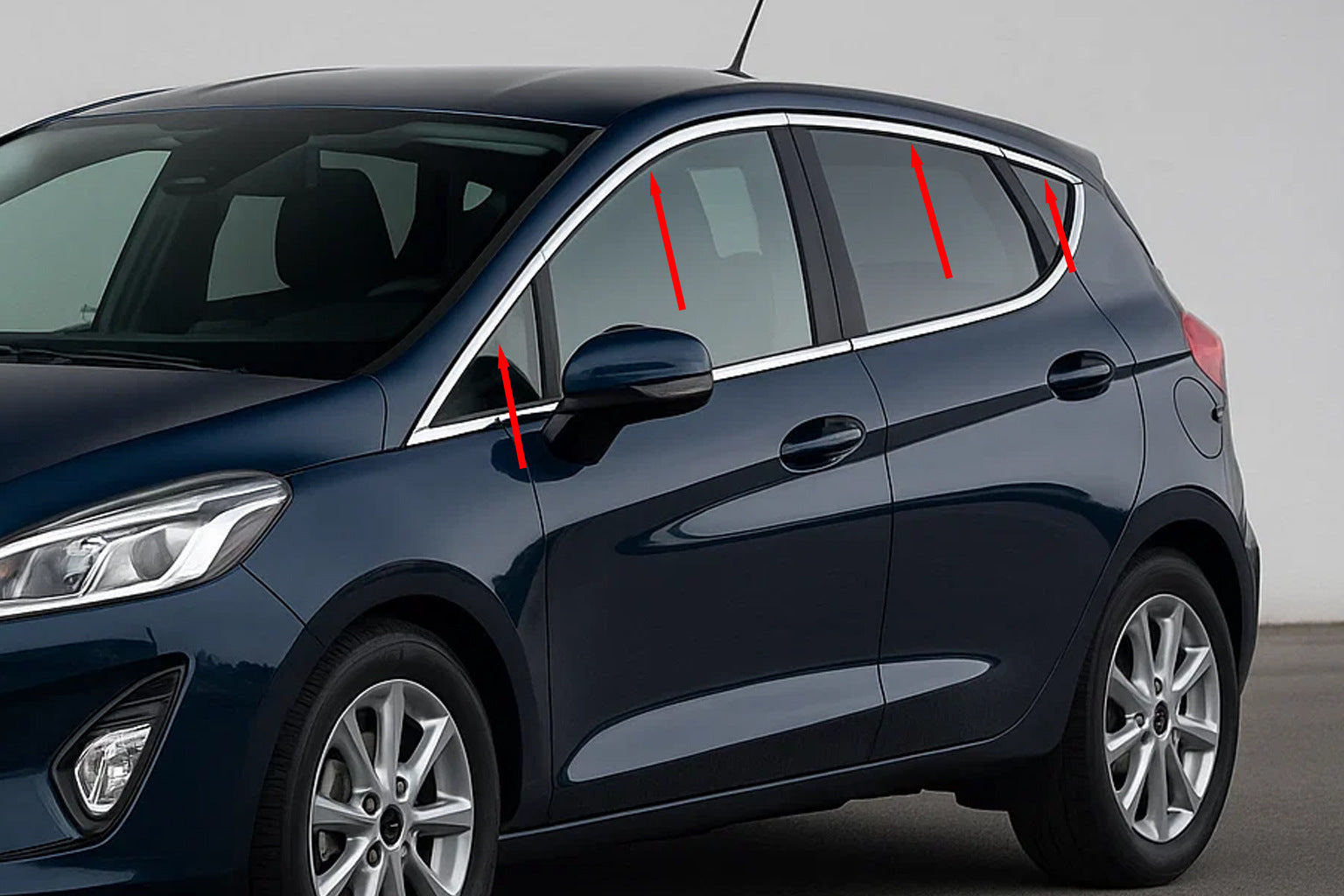 Upper window trim stainless steel (8 pcs) for Ford Fiesta 2017- - image 1