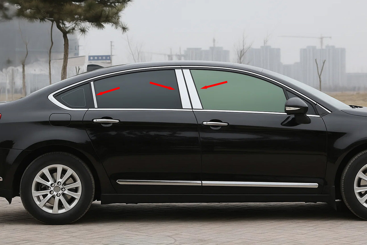 Stainless Steel Door Pillar Trim (6 pcs) for Citroen C-5 2008-2017 - image 1