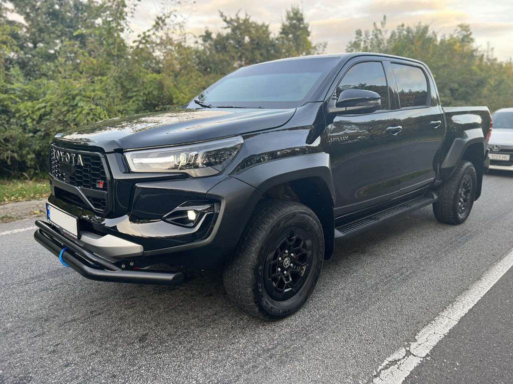 Double front mustache Vegas (2015-2020, black, 76mm) for Toyota Hilux 2015↗ - Reelken Auto