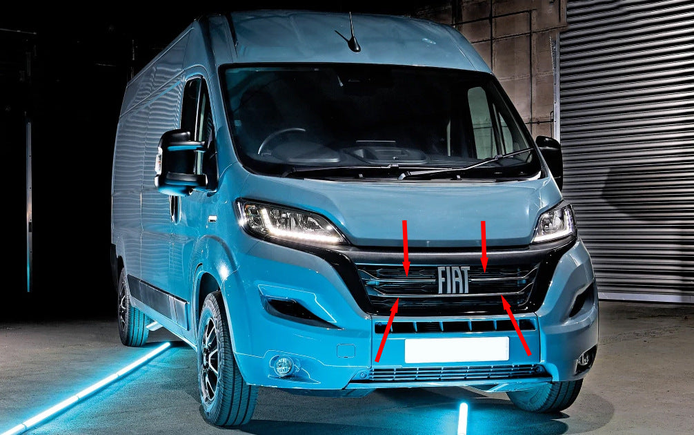 Front Grille Trim Covers 2022+ (3 pcs, Stainless Steel) for Fiat Ducato 2006-2025 - image 1