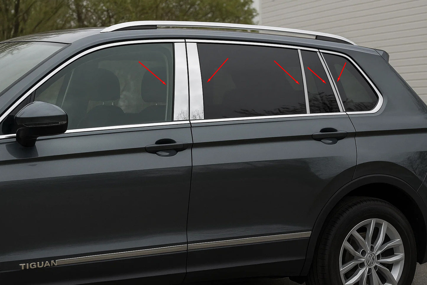 Stainless Steel Door Pillar Trim (10 pcs) for Volkswagen Tiguan 2016-2023 - image 1