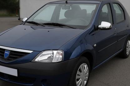 Mirror covers upper part (2 pcs, stainless steel) for Dacia Logan I 2005-2008 - image 1